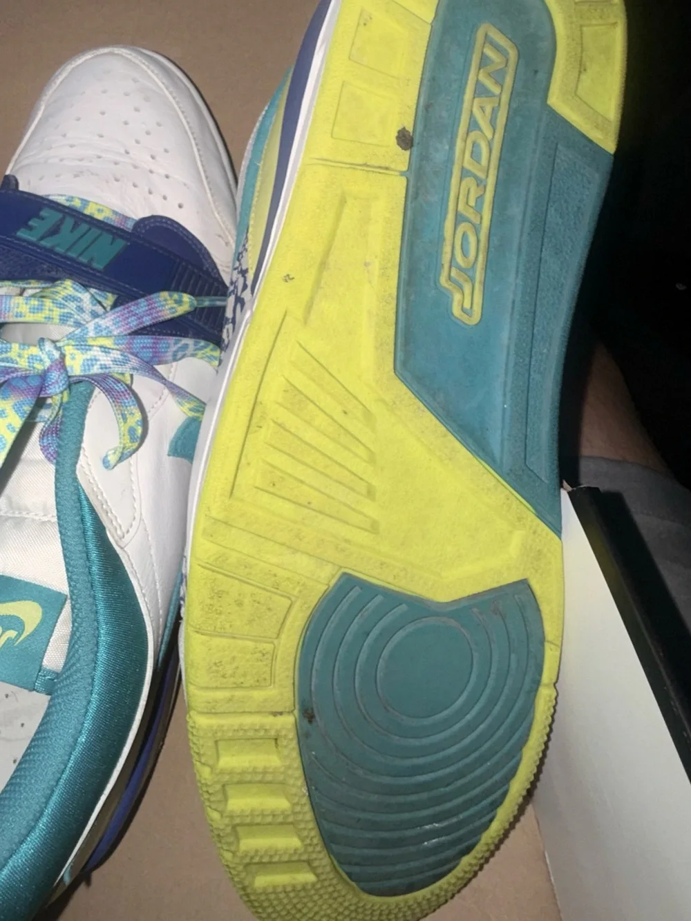 Jordan White, Teal & Purple Low-Top Sneakers just don size 13